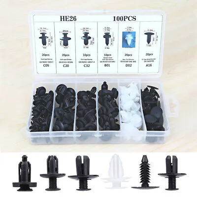 100pcs Car Body Trim Retainer Fastener Clip Push Pins Fender Bumper Set Plastic • $17.58