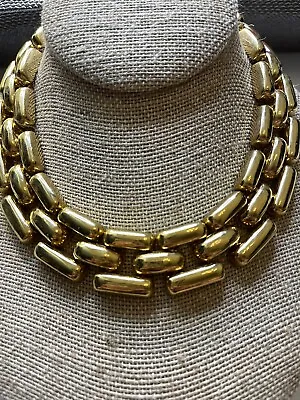 J Crew Necklace Chunky Big  Gold Tone Necklace  Signed Runway • $69.99