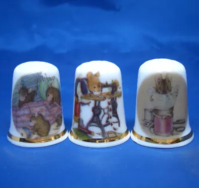 £9.95 • Buy Birchcroft China Thimbles -- Set Of Three --  Sewing Mice