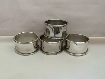 Set Of Four Vintage Silver Napkin Rings Simple Design • $14