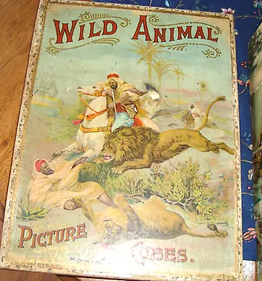 RARE Antique McLoughlin Bros. 1800s Wild Animals Cube Puzzle GAME 8 X 10-1/2 • $325