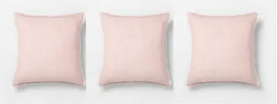 Pink Throw Pillows 18  X 18  Set Of 3 Hearth & Hand Magnolia Raw Edge Cross Dyed • $28.88