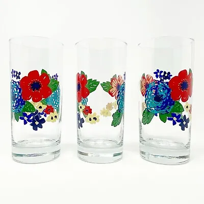 Pioneer Woman 3 Dazzling Dahlias Floral Drinking Glasses Summer Sweet Tea 16oz • $47.99