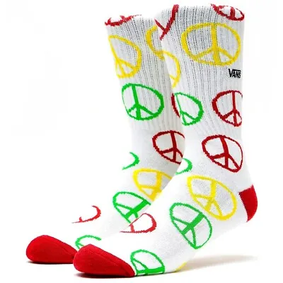 Vans Off The Wall Men's X Tyson Peterson Peace Symbol Crew Socks - White • $15