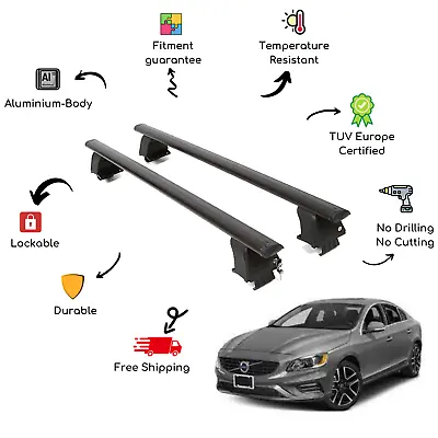 Bare Roof Rack Cross Bars Set For VOLVO S60 4 Door 18-Up Black • $150.38