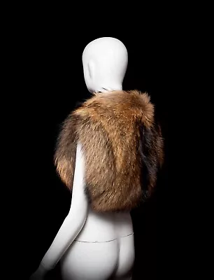 Genuine Long-haired Finn Raccoon Fur Bolero Shrug Jacket • $434.99