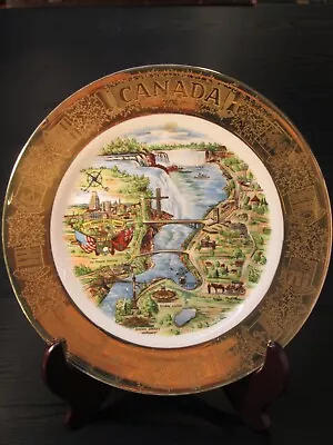 Vintage C T Porcelain Plate Western Germany CANADIAN SCENIC MAP Canada  • $7.73