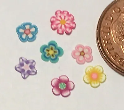 1:12 Scale 50 Fimo Flower Cane Nail Art Slices Tumdee Dolls House Miniature • $1.23