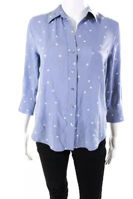 L'Agence Womens Woven Star Printed Collared Button Up Blouse Top Blue Size XS • $34.99