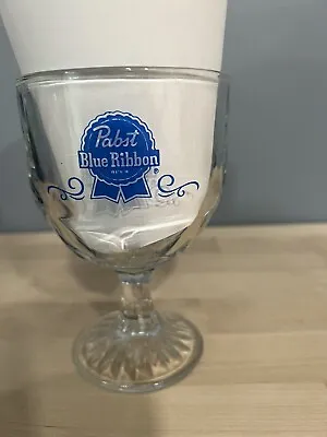 VTG Pabst Blue Ribbon Beer PBR Stemmed Thumbprint Goblet Glass  • $9.99