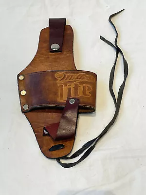 Vintage Miller Light Beer Bottle Can Holder Belt Holster Hand Tooled Leather • $23.99