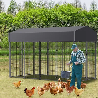 XXL Large Chicken Run Walk In Pen Coop Hen House Animal Poultry Hutch Metal Cage • £239.92