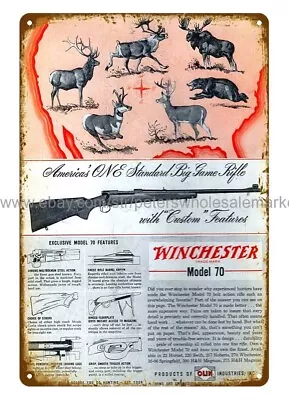 Stylish Home Decor 1952 Winchester Rifle Deer Moose Bear Hunting Metal Tin Sign • $18.98