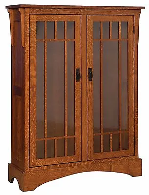 Amish Midway Mission Craftsman Solid Wood Bookcase Glass Doors 46 W X 60 H • $2799