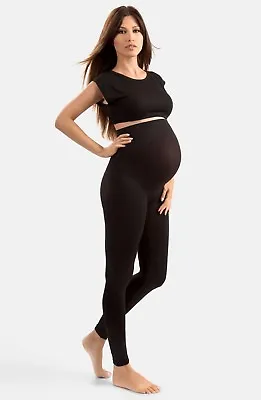 Ladies Women's Maternity Over The Bump Cotton Pregnancy Leggings Plus Size 8-20 • £8.99