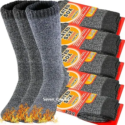 3 Pair Mens Winter Heavy Duty Heated Thermal Warm Socks Insulated Boot Sox 10-13 • $12.99