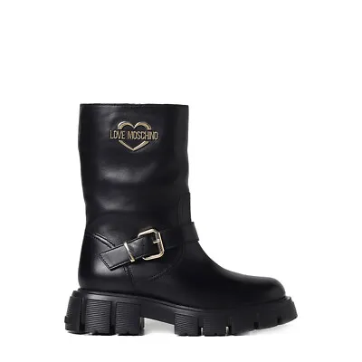 Love Moschino Women Ankle Boots In Black Leather Style Ja24495g0fia0_000 • $256