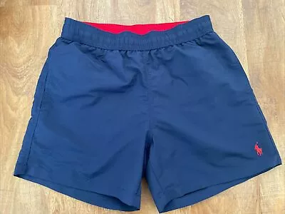 POLO Ralph Lauren Men’s Navy Blue Tie Waist Swim Shorts Size S • £20