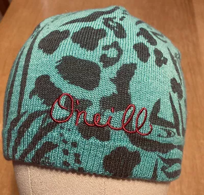 O'Neill Knit Animal Print Mint Green Beanie Hat Unisex One Size Fits Most • $9.99