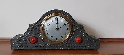 Antique Arts & Crafts By Duverdrey & Bloquel 30 Hour Pewter Mantle Clock Working • £495