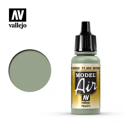 Vallejo Model Air: Interior Grey Green - Acrylic Paint Bottle 17ml VAL71.305 • £2.65