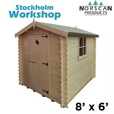 8' X 6' 28mm Log Cabin Workshop Shed Garden Building • £1049