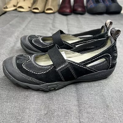 Merrell Mimosa MJ Mary Jane Shoes Black Suede Size 7 • $28