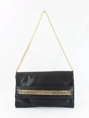 Milly Women's Black Leather Gold Tone Chain Shoulder Bag • $33.15