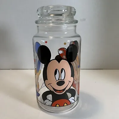 Disney Anchor Hocking Glass Jar Canister Mickey Minnie Mouse Donald Duck Vintage • $9.99