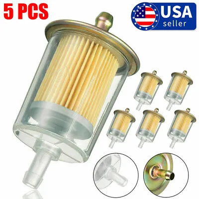 $8.45 • Buy 5 Pack Motor Inline Gas Oil Fuel Filter Small Engine For 5/16'' Line Hose