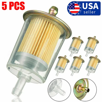 $8.45 • Buy 5 Pack Motor Inline Gas Oil Fuel Filter Small Engine For 5/16'' Line Hose