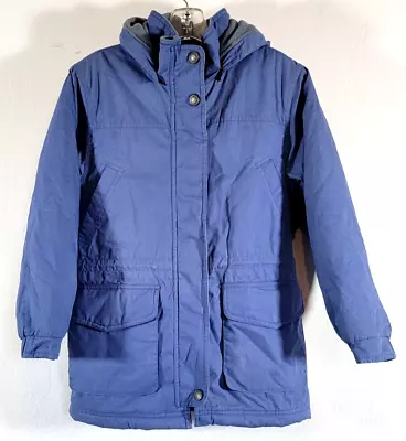 Pacific Trail Women L 14 Fleece Lined Jacket 4-Pocket Detach Hood Blue Zip Snap • $19.12