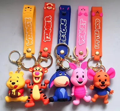 5 Styles New Disney Winnie & Friends PVC Bags Hanger Pendant Keychains Key Rings • £4.79