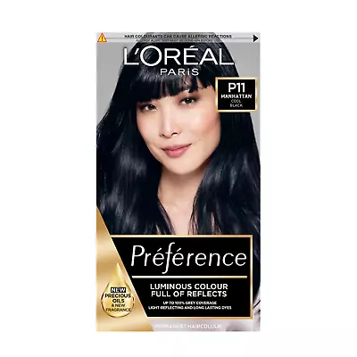 L'Oreal Paris Preference Long Lasting Permanent Hair Colour P11 Cool Black • £10.99