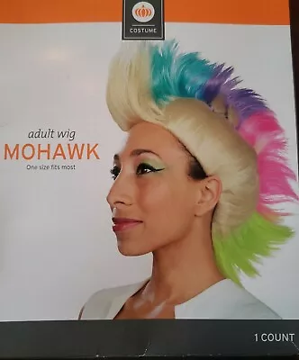 $11.99 • Buy NIB ADULT Rainbow Mohawk Wig Blonde Rock Pop Punk Star ONE Size