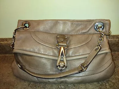 Vintage B Makowsky Tan Leather Chain Strap Magnetic Buckle Purse • $23