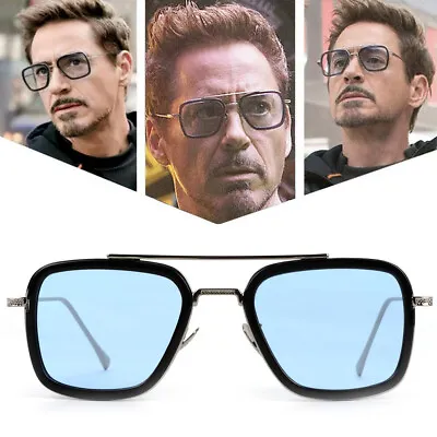$7.87 • Buy Retro Iron Man Sunglasses Tony Stark Glasses Square Metal Frame For Men Women