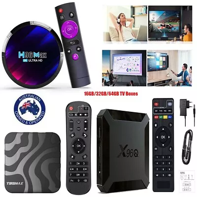 X96Q H96 T95 MAX Smart Android 10/12/13 TV Box Quad Core 8K 6K HD Stream Player • $35.99