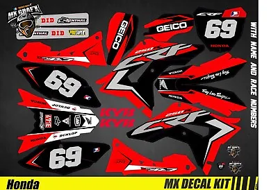 Kit Deco Motorcycle For / MX Decal Kit For Honda Crf - Black & Red • $132.98