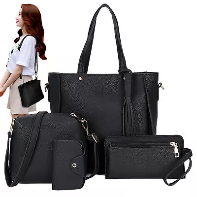 4Pcs/Set Women Lady Leather Handbags Messenger Shoulder Bags Tote Satchel Purse • $15.64