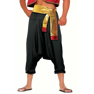 Desert Prince Black Trousers Mens Aladdin Genie Fancy Dress Costume Accessory • £16.49