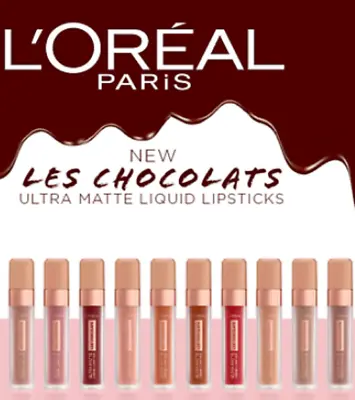 L'oreal Les Chocolats Ultra Matte Liquid Lipsticks Various Shades • £3.99