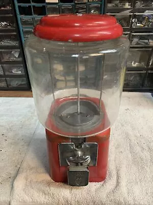 Vintage Oak Acorn 11 Lb Round Glass Globe Gumball  Vending Machine • $75