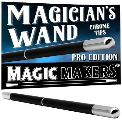 13.5  MAGICIAN'S PRO WAND Close Up Magic Trick Prop Black Chrome Silver Tips  • $52.95