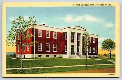 Fort Meade Post Headquarters C1940 Maryland MD Vintage CURT TEICH Postcard • $6.88