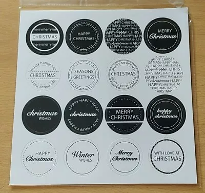 Craftwork Cards - Black Gloss Circle Sentiments Christmas - 2 Sheets • £3