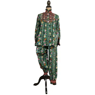 VTG 80s Kenzo Floral Print Green 100% Cotton Pajamas New Never Worn: Size Medium • $180
