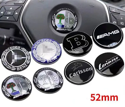 Fit For Mercedes Benz AMG 52mm 3D Steering Wheel Logo Cover Sticker ABS • $9.99