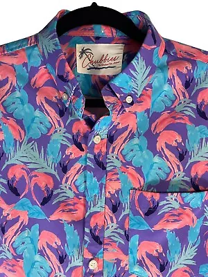 Chubbies Mens  Size L Colorful Short Sleeve Shirt Button Down Flamingo Print • $32.99