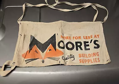 Vintage 1960's Moore's Lumber Building Supplies Carpenters Nail Pouch Bag Apron • $17.95